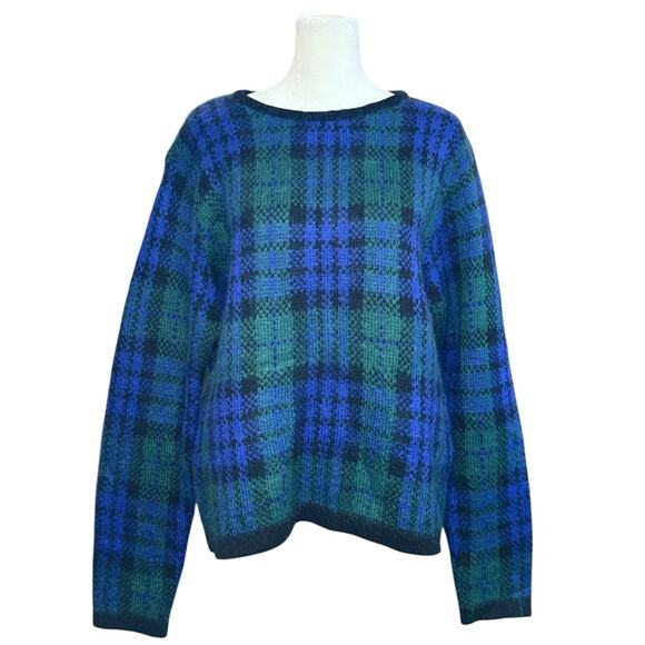 Vintage GAP Women's Sweater Size Large Winter Plaid Mohair Wool Y2K Tartan Cozy - Picture 1 of 9